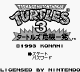 Teenage Mutant Ninja Turtles 3 - Turtles Kiki Ippatsu (Japan) Title Screen